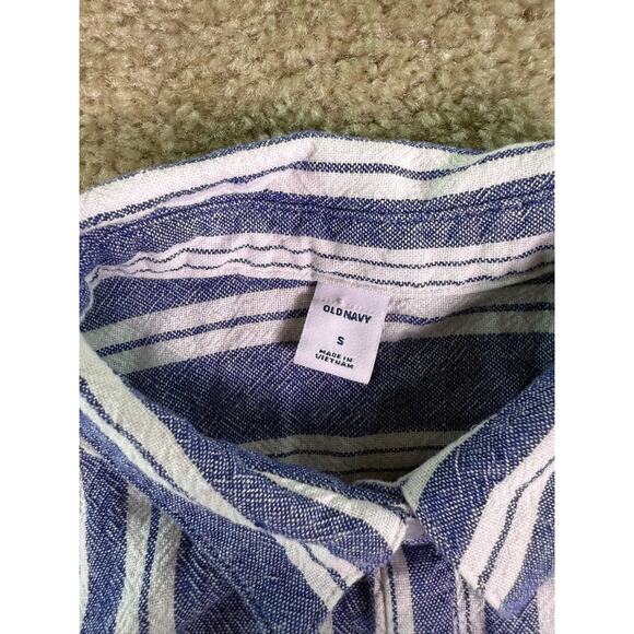 Old Navy Womens Blue/White Striped Mini Dress Linen Blend Sz Small Vacation E132 - Picture 4 of 10